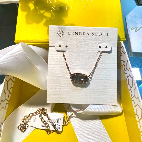 NWT Kendra Scott Retired Elisa Necklace Crystal Gray Illusion & Rose Gold RARE! - Picture 10 of 12